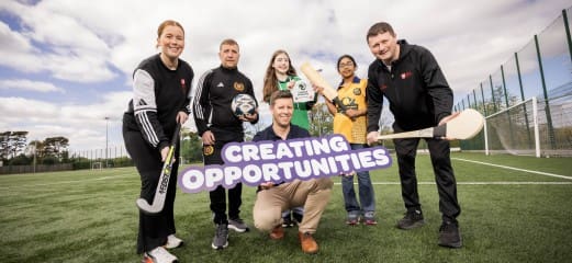 Creating Opportunities picture with five sportspeople and SportNI CEO