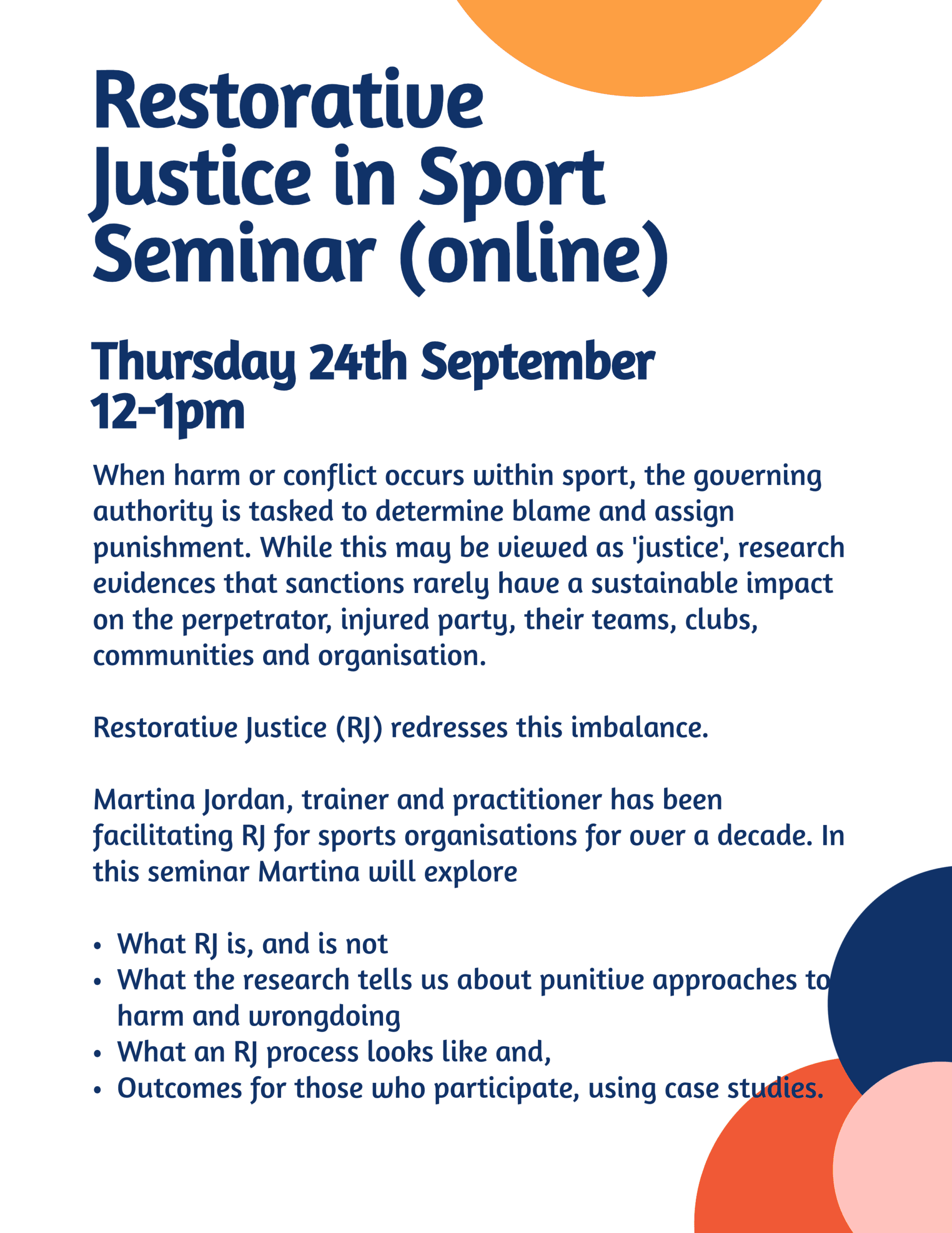 Restorative Justice in sport flyer