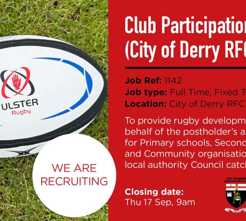 Ulster Rugby Club Participation Officer (City of Derry RC)